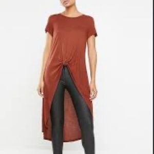 ELITE COLLECTION High Low Cut Front Knot Tunic Top